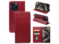 Capa Textura Gémeo Para Iphone 14 Pro Max Pele Sintética Magnética Vermelho