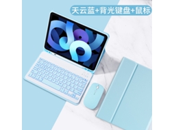 Capa Com Teclado Bluetooth Em Couro Compatível Com Ipad Air 11" 2024/2025, Mouse, Cor Azul Celeste