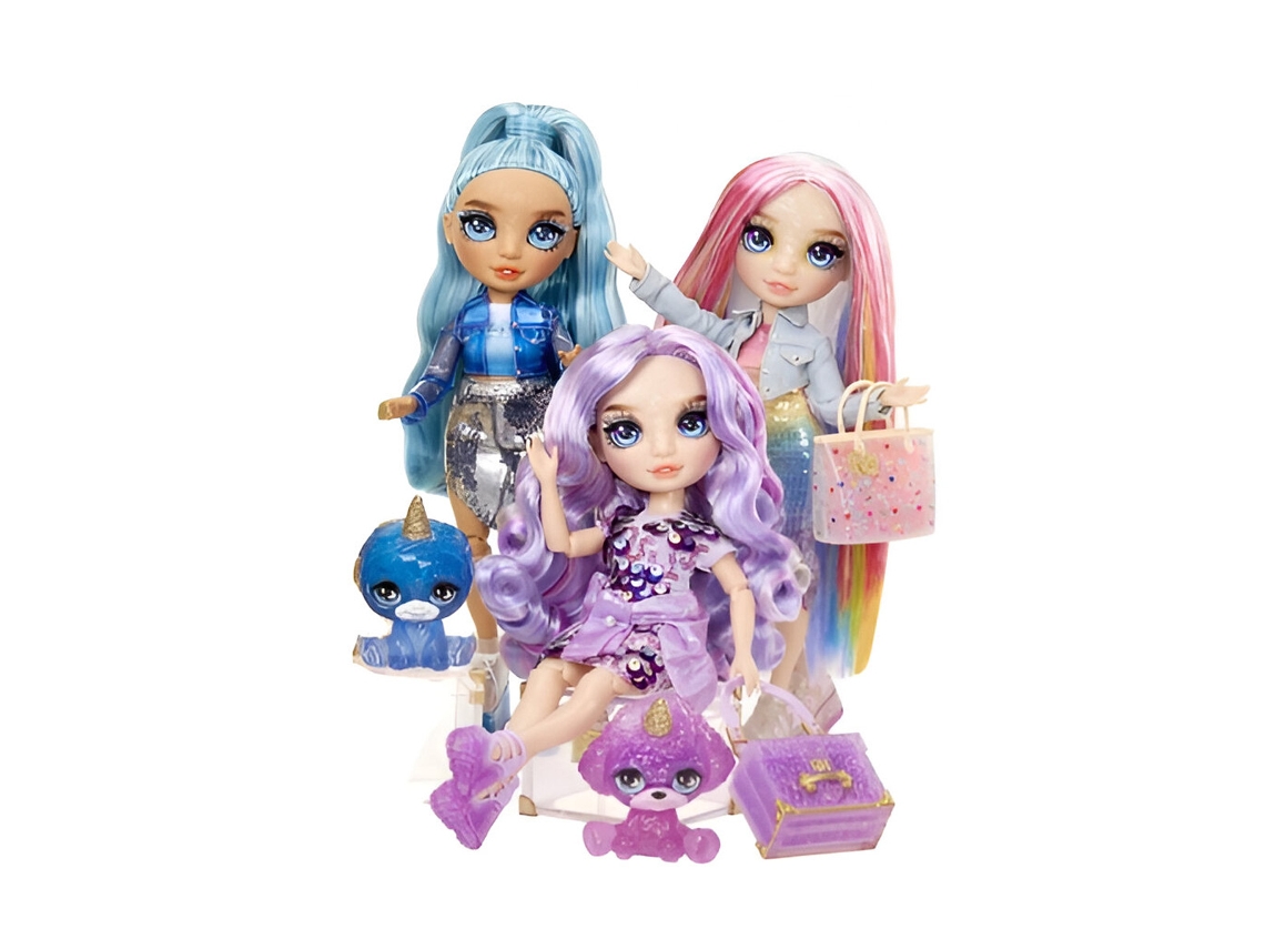 MGA 3 Bonecas Manequim Articuladas Rainbow High World Edition com Acessórios Multicor