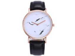 Reloj De Cuarzo Unisex Con Dial De Patrón Marmol Y Correa De Cuero Negro Zhoulianfa