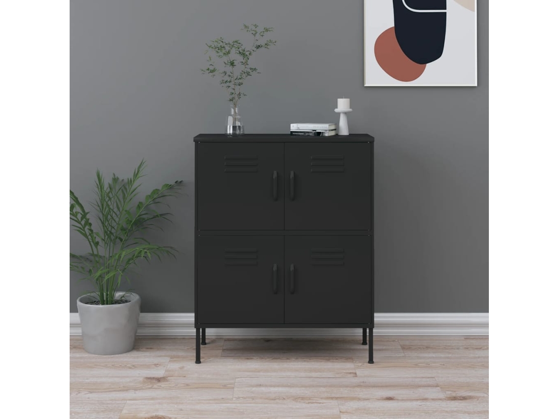 Vidaxl Armário De Arrumação Aço 80x35x101,5 Cm Preto