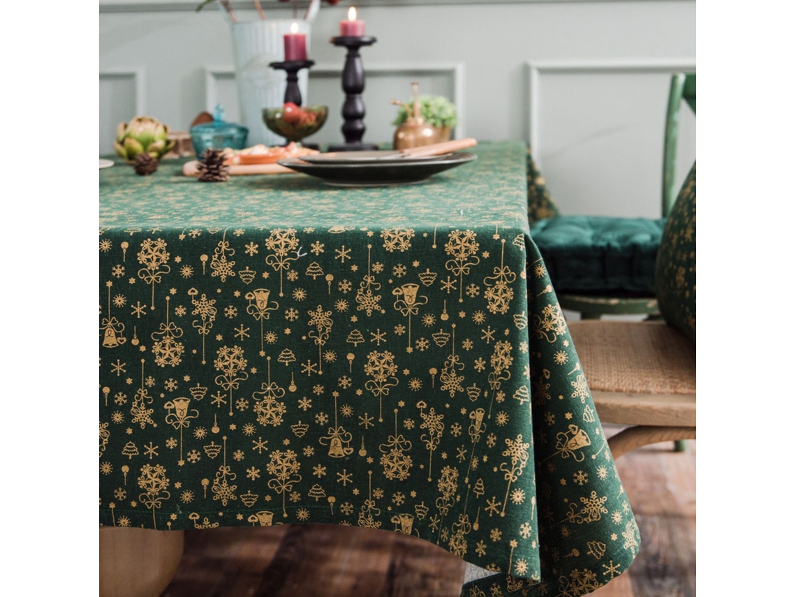Toalha De Mesa De Algodão E Linho Para Festival De Natal Toalha De Mesa Verde Dourada Sinos De Vento Toalha De Mesa Retangular Com Estampa Japonesa Si