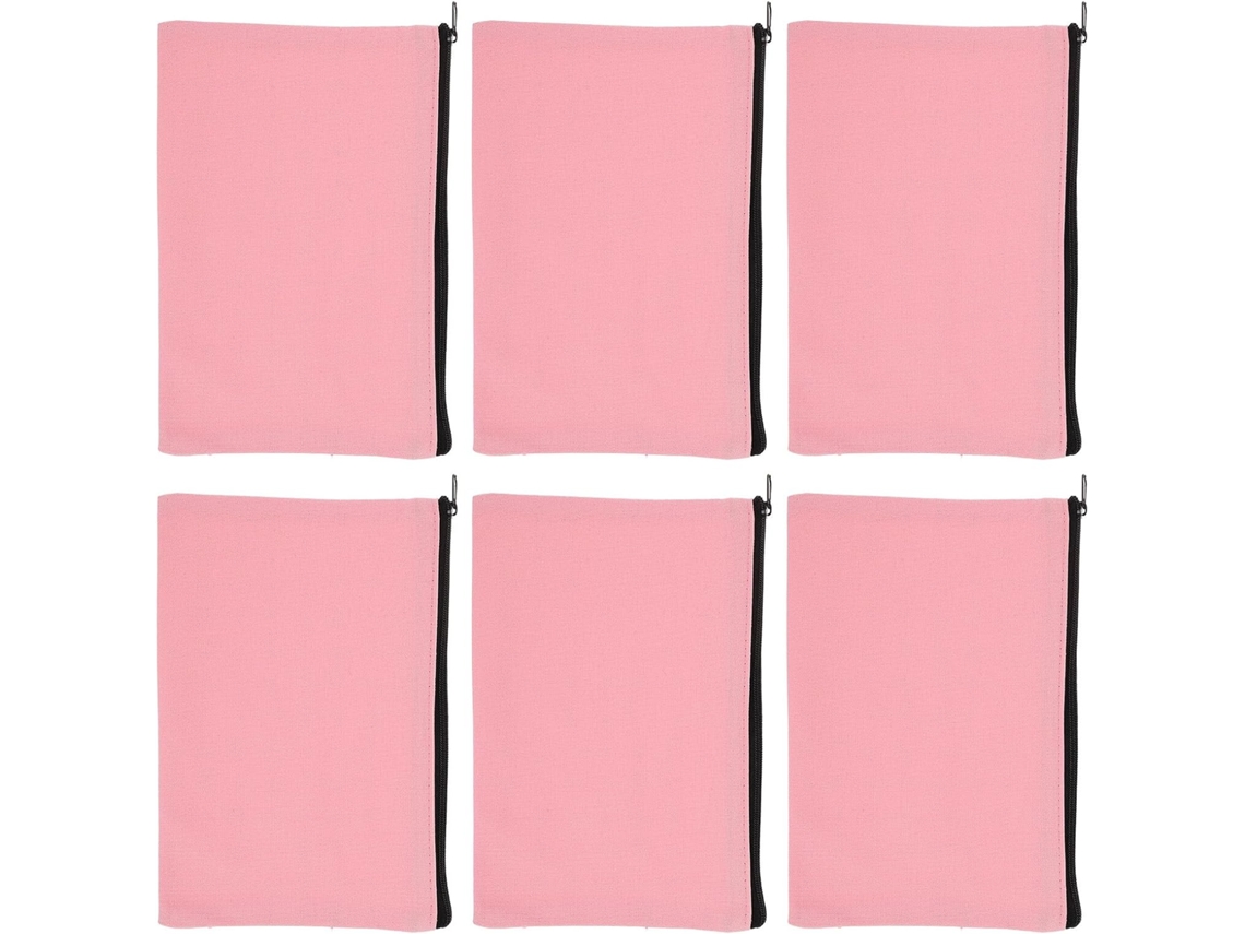 Conjunto De 6 Nécessaires De Lona Rosa Claro, 20x14 Cm, Com Zíper, Para Maquiagem.
