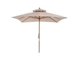 Guarda sol jardim 3x3m com 8 varas bambu cobertura 2 níveis creme DECORALAR TECH