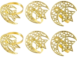 Conjunto De 6 Elegantes Porta-guardanapos Dourados Para Celebrações Do Eid Mubarak, Decoração De Festivais,