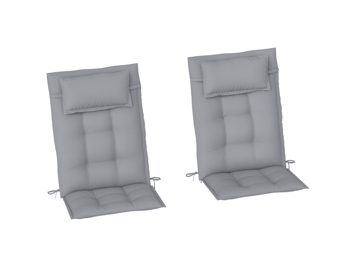 Conjunto De 2 Almofadas Para Espreguiçadeiras, Almofada Repelente A Água Para Espreguiçadeiras De Jardim 50x116x5 Cm, Cinza Claro-pt