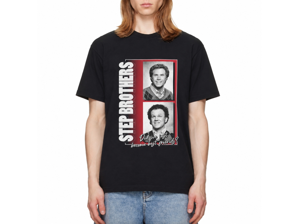 Rockinstone Step Brothers Black And White Photos Black T-shirt Size:m