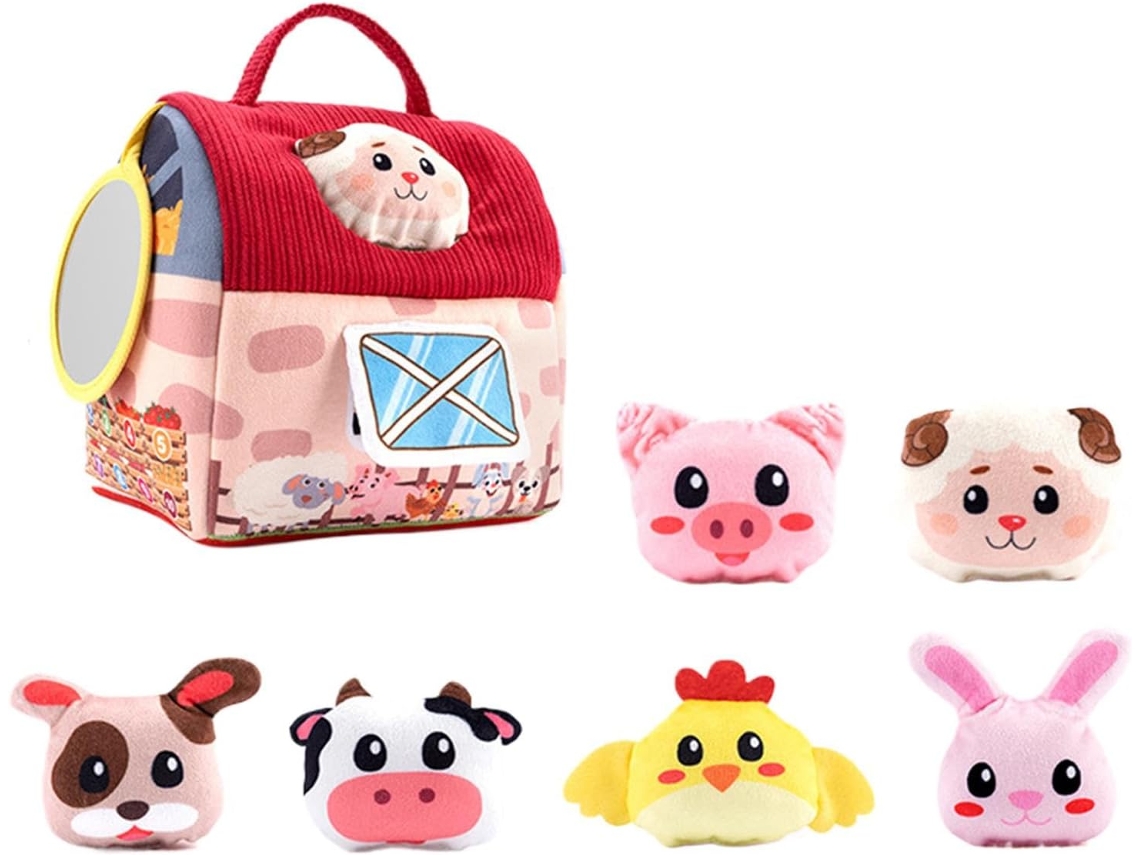 Conjunto De Brinquedos Sensoriais Com Animais Da Fazenda, Espelho E