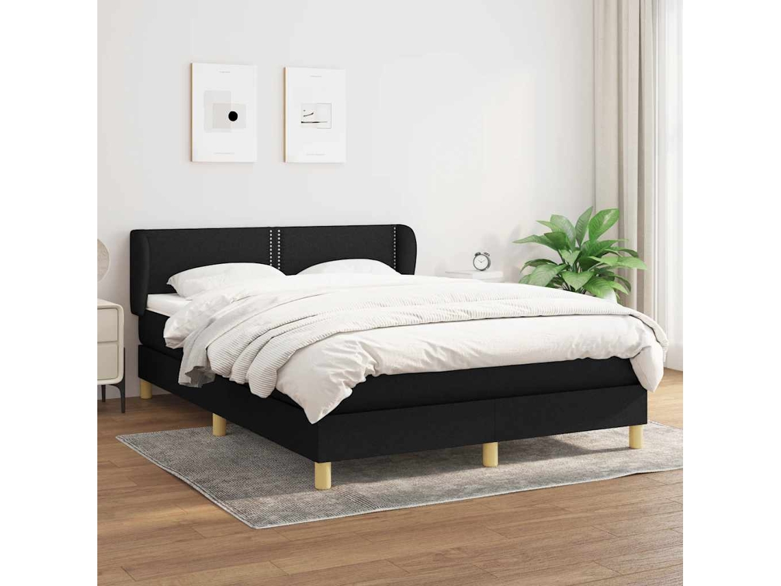Vidaxl Cama Com Molas/colchão 140x190 Cm Tecido Preto