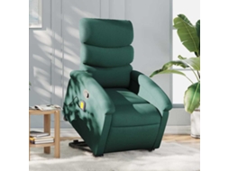 Vidaxl Poltrona Reclinável Elevatória De Massagens Tecido Verde-escuro