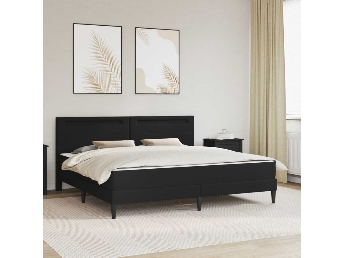 Vidaxl Estrutura Da Cama Preto 180 X 200 Cm Couro Sintético