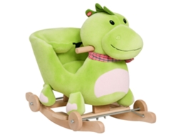 Cavallo Has Dondolo With Wheels. Cavalluccio Has Dondolo Has Shape Of Drago For Children 18 - 36 Mesi. In Wood Is Of Green
