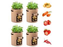 Conjunto de 4 Sacos de 38L para Plantio de Batata com Aba Visível LYYTUNG (marrom)