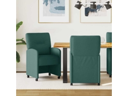 Vidaxl Cadeiras De Jantar Com Rodas 2 Unid. Tecido Verde-escuro