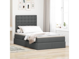 Vidaxl Cama Com Arrumação E Colchão Cinza Escuro 120 X 200 Cm Tecido