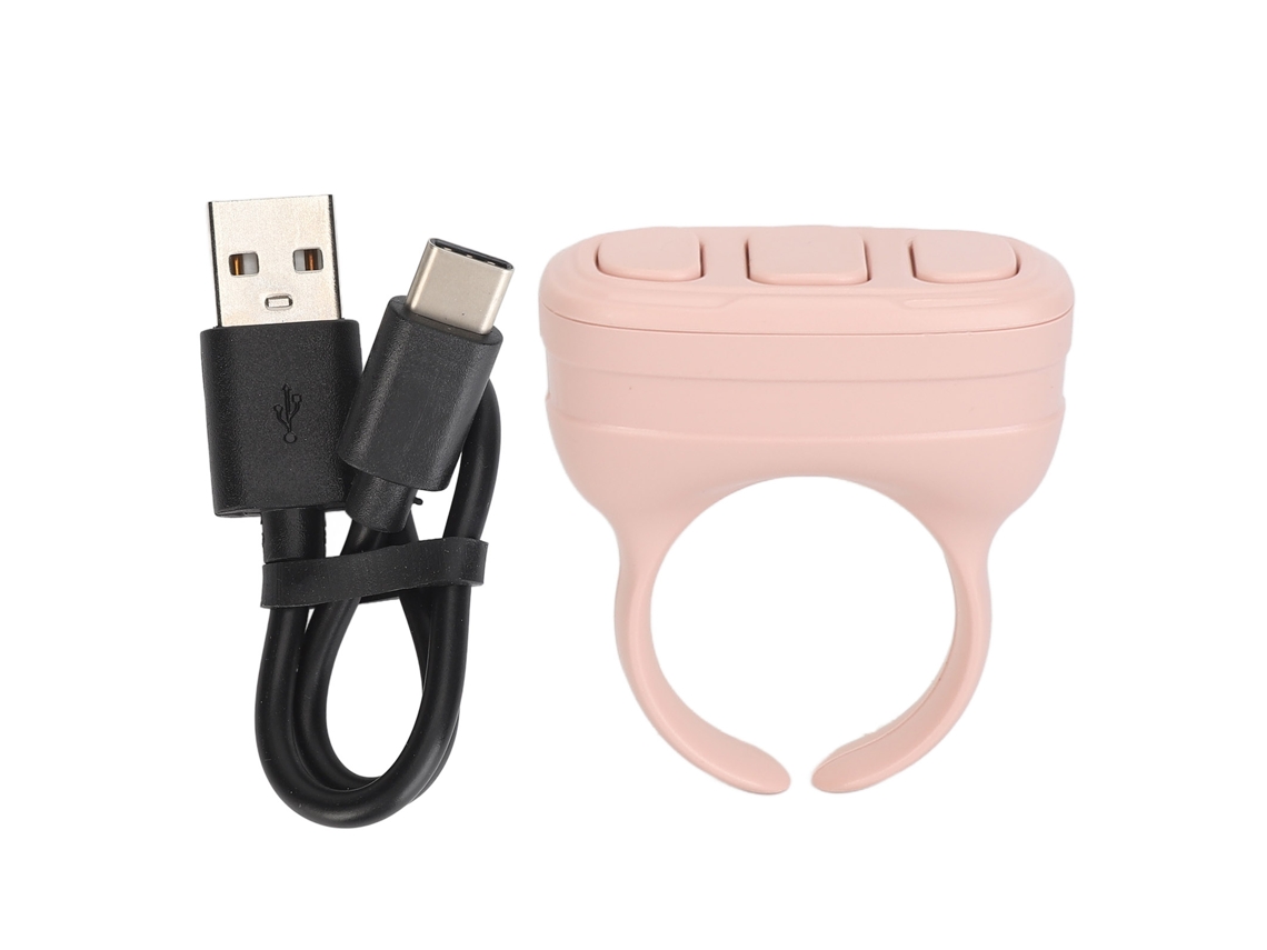 2026 anel Controle Remoto Bluetooth 5.0 Giratório para Página, Selfie, Ios Android Harmony Os, Rosa