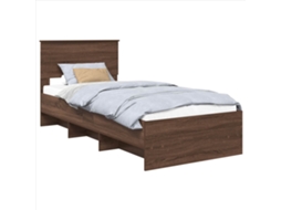 Cama De Solteiro | Camas Para Quarto | Estrutura Da Cama Com Cabeceira Carvalho Marrom 80 X 200 Cm
