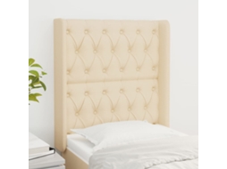 Vidaxl Cabeceira De Cama C/ Abas Tecido 83x16x118/128 Cm Creme