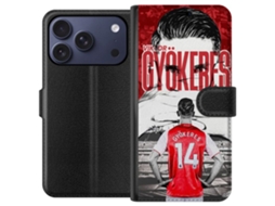Capa Carteira Compatível Com Apple Iphone 17 Pro. Viktor Gyökeres Visto De Costas Com A Camisa Vermelha Número 14. Pôster Gráfico Com Forte Contraste