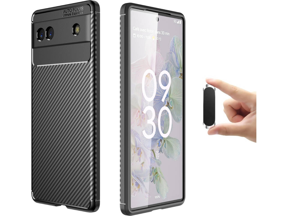 Capa + Suporte Magnético Google Pixel 6A Rugged Carbon Preto