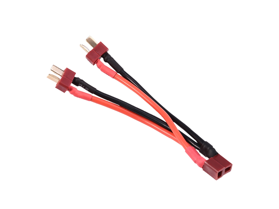 Adaptador De Conector Paralelo T Plug Bateria Lipo Rc 1 Fêmea Para 2 Machos Cavo 14awg