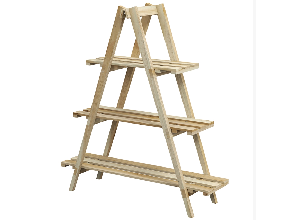 Suporte De Madeira Para Planta Madeira De Abeto Cor Cor De Madeira Natural 100x36x112 Cm Outsunny