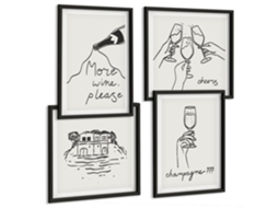 Quadros Decorativos Para Parede Formas Abstratas Em Bege E Cinza Moldura Preta Quadros Para O Escritório Espelharte (conjunto De 4 Imagens)