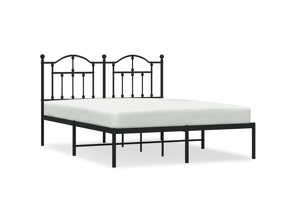 Estrutura de Cama com Cabeceira Metal Preto MAISON EXCLUSIVE 140x190 cm