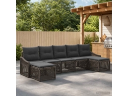 Vidaxl Conjunto De Sofá De Jardim 7 Unid. Cinzento Vime Pe