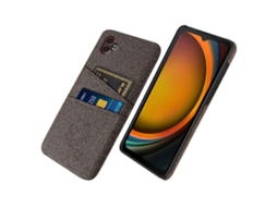 Capa De Tecido Capa Rígida De Pc Para Samsung Galaxy Xcover7 Pro Da Tkdaddy Com Dois Compartimentos Para Cartão Marrom
