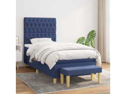 Vidaxl Cama com Molas/colchão 90x190 Cm Tecido Azul