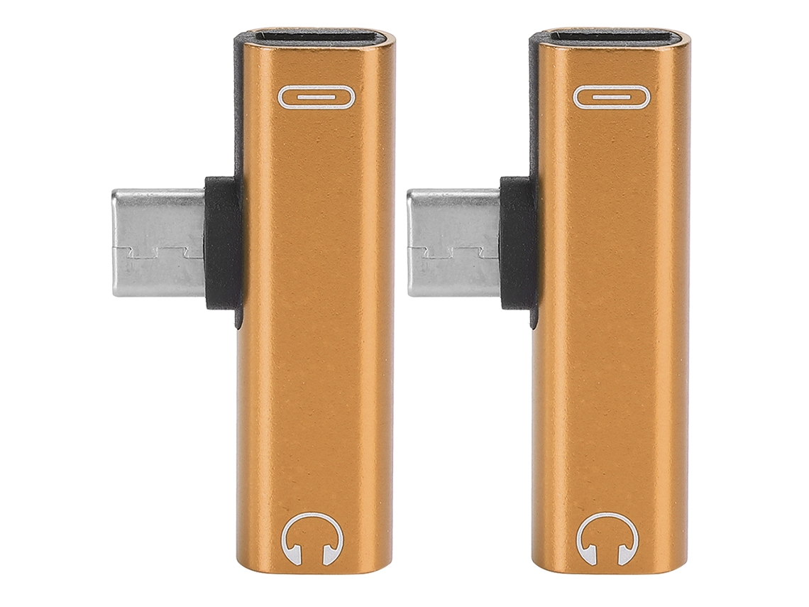 2pcs Adaptador De Áudio Type-c Para 3.5mm 2 Em 1 Com Porta De Carregamento Para Celulares