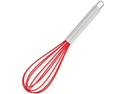 (vermelho) Batedeira De Cozinha/batedeira Manual Clássica Com Cabo Silicone E Aço 25 Cm