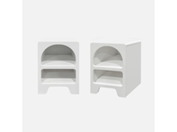Mesa de Cabeceira com Efeito de Madeira Branca Set de 2 Branco SWEEEK