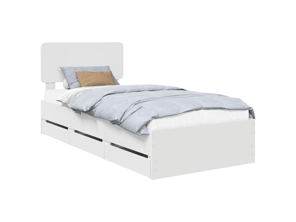 Maison Exclusive - Estrutura Da Cama Branco 90 X 200 Cm Madeira Engenheirada