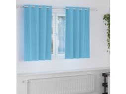 Vidaxl Cortinas Blackout Com Argolas 2 Unid. Azul-claro 140 X 140 Cm