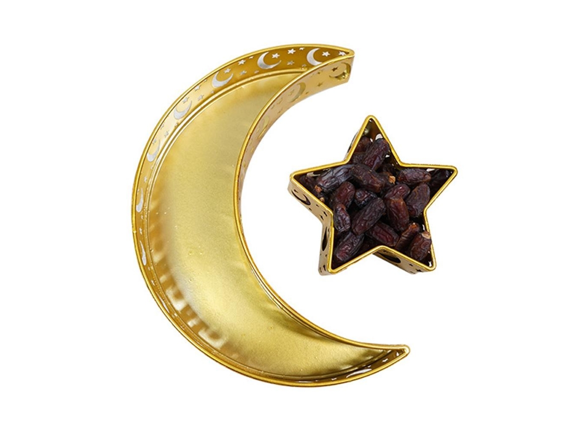 Bandeja De Servir Ramadã Com Lua Crescente E Estrela, Comida Muçulmana Para Decoração Festa
