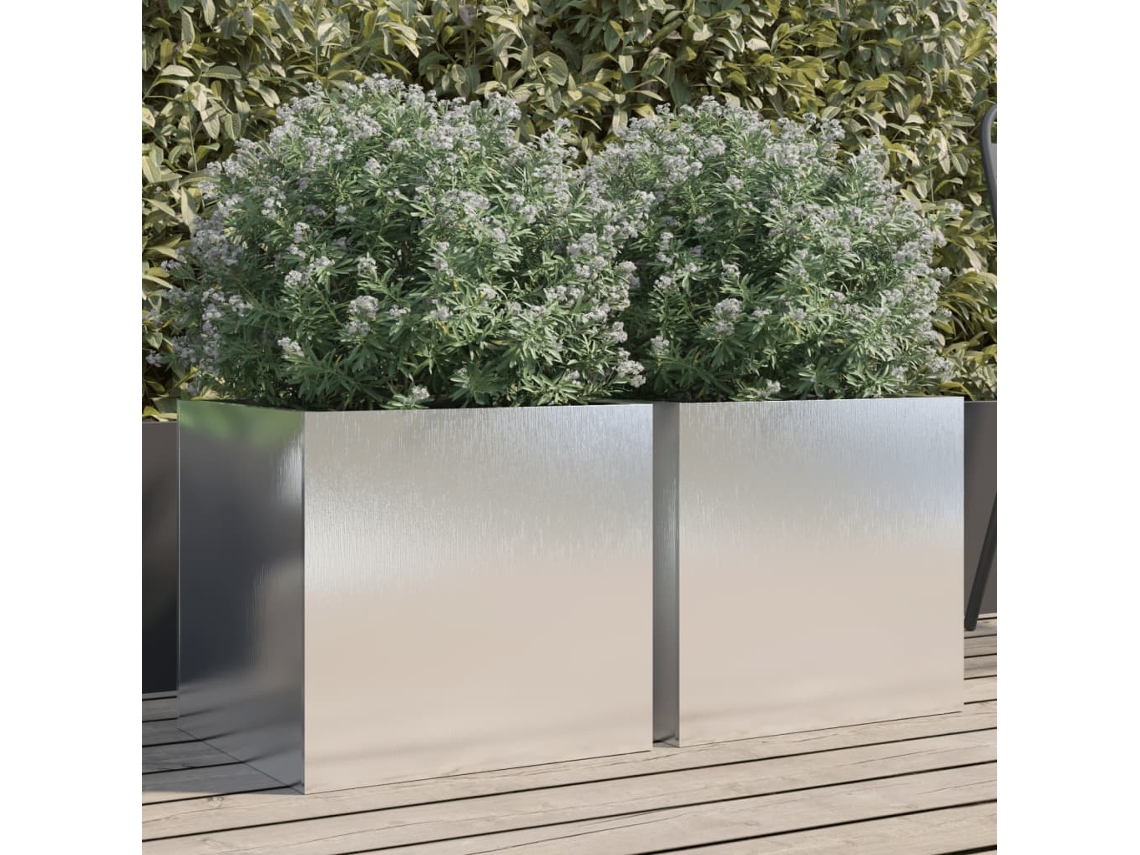 Vidaxl Vasos/floreiras 2 Pcs 42x40x39 Cm Aço Inoxidável Prateado