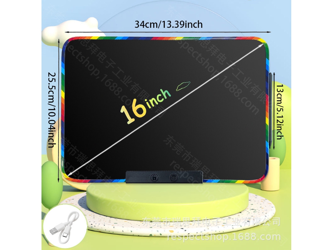 Mesa Digitalizadora Lcd com Tela Colorida para Desenho Infantil.16 Polegadas Preto Recarregável CHENNNLS