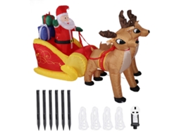 Laxiscreed Pai Natal Inflável Com Trenó E Renas Para Decoração De Exterior, 7ft, Plugue 220v, Fibra De Poliéster