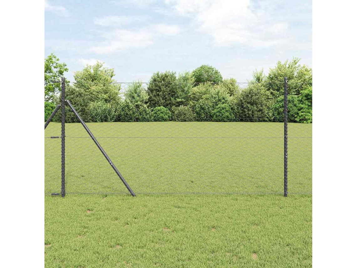 Vidaxl Fixação Para Cerca Hexagonal No Chão 10 X 1,2 M Cinzento Malha