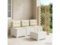 Vidaxl Sofá De Jardim 3 Lugares Com Almofadas Visual Rattan Pp Branco