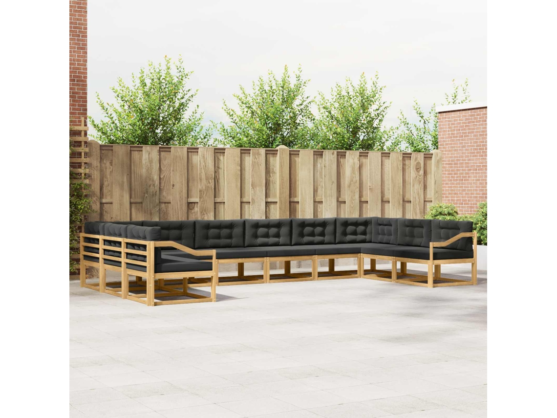 Vidaxl Conjunto De Sofás Para Exterior 10 Unid. Branco E Antracite
