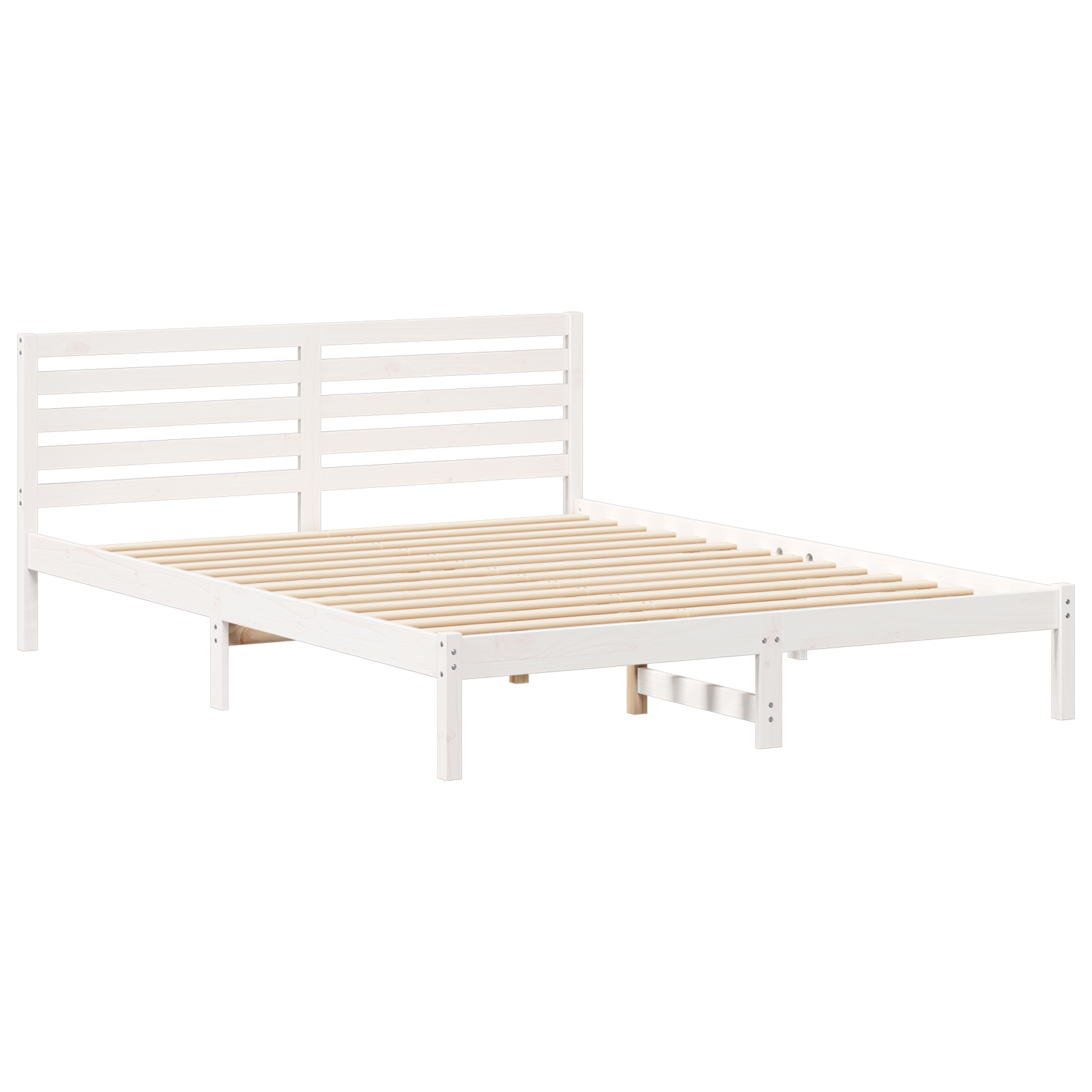 Conjunto 1 Estrado De Cama Plataforma Vidaxl Branco Madeira De Pinho Maciça (160 X 210 Cm)