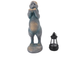 Figura De Coelho Com Lanterna Solar Para Jardim Exterior