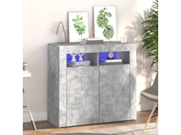 Aparador | Buffet | Armário De Apoio Com Luzes Led 80x35x75 Cm Cinzento Cimento Wsd649122 Lovely Home