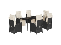 Garden Dining Set, Garden Dining Sets Vidaxl Preto Rattan / Vime (mesa Com 160 Cm De Comprimento)