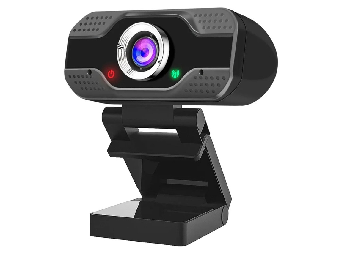 Webcam Bestvite HD 1080P com microfone para videoconferência, aulas e streaming online (preta)