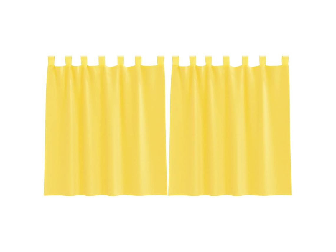 Cortinas de Voile com Laços 2 Pcs Amarelo 140x140 Cm MAISON EXCLUSIVE