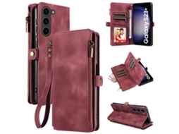 Capa Flip De Couro Com Zíper, Compatível Com Samsung.borgonha - S23 Fe